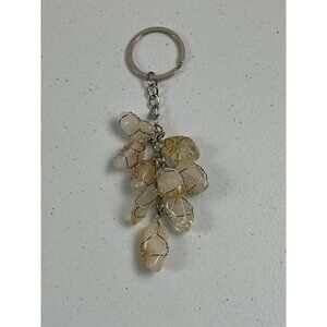 Natural Gemstone Handmade Keychain With Wire-Wrapped Citrine Crystals